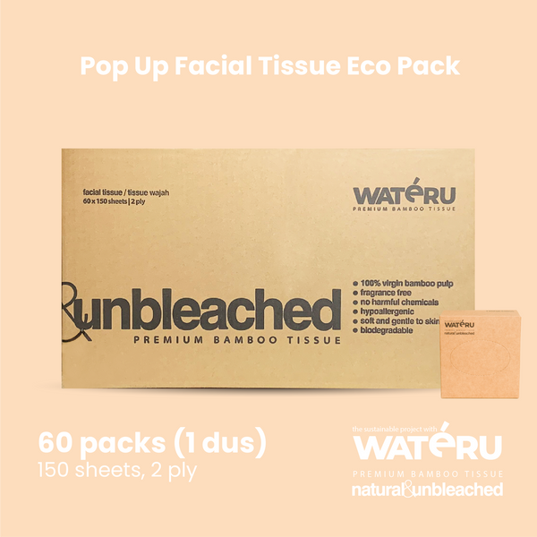 Wateru Pop Up Facial Tissue Eco Pack (60 packs)