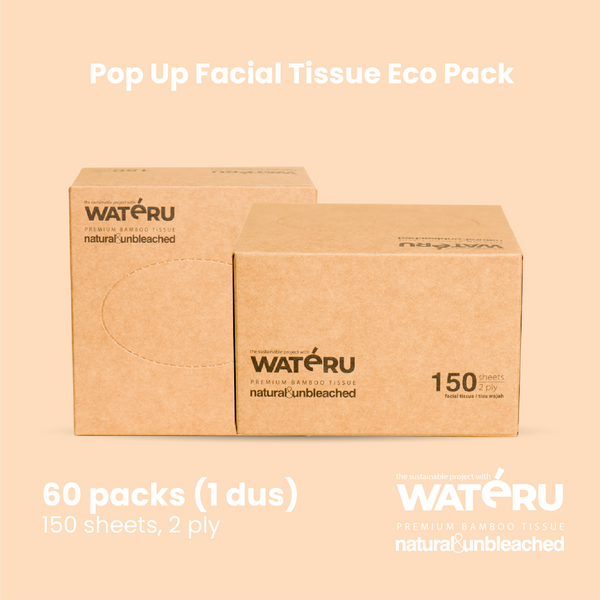Wateru Pop Up Facial Tissue Eco Pack (60 packs)