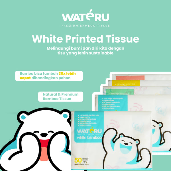 Wateru White Printed Tissue 50s (6 packs)