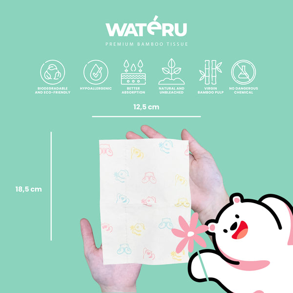 Wateru White Printed Tissue 50s (6 packs)