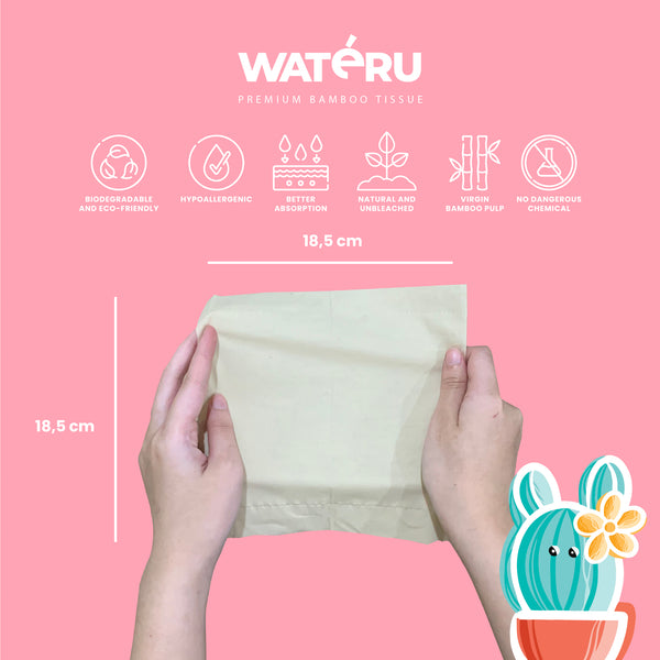 Wateru Facial Tissue 100s, 1 bundling pack, 5 x 100 sheets, 3 ply