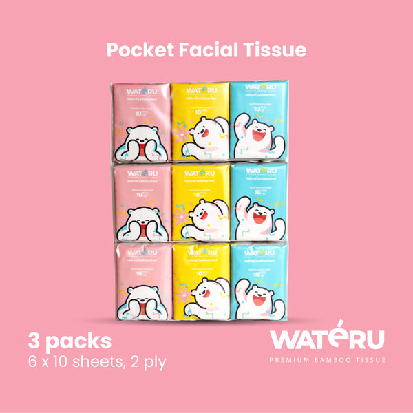 Wateru Pocket Facial Tissue (3 packs)