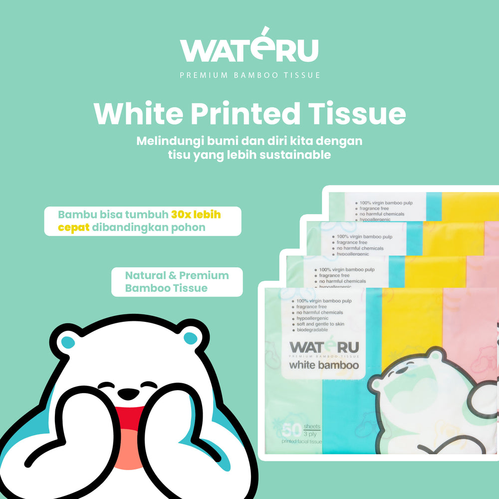 Wateru White Printed Tissue 50s (6 packs)