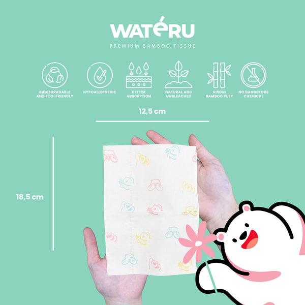 Wateru White Printed Tissue 50s (6 packs)