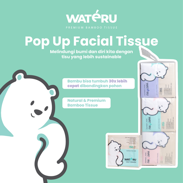 Wateru Pop Up Facial Tissue ( (2 bundling packs)