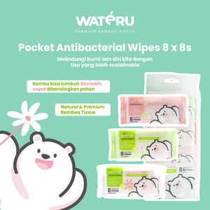 Wateru Pocket Antibacterial Wipes 8x8s (2 packs)