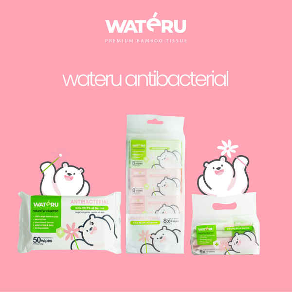 Wateru Mini Antibacterial Wipes 5x10s (2 packs)