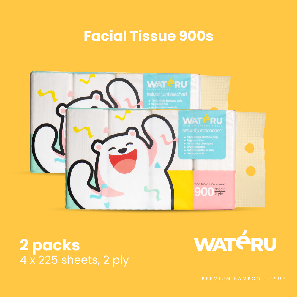 Wateru Facial Tissue 900s (2 packs)