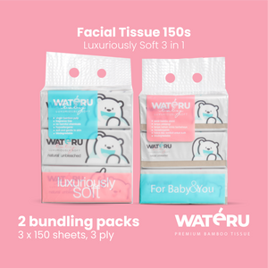 Wateru Facial Tissue Luxuriously Soft 150s (2 bundling packs)