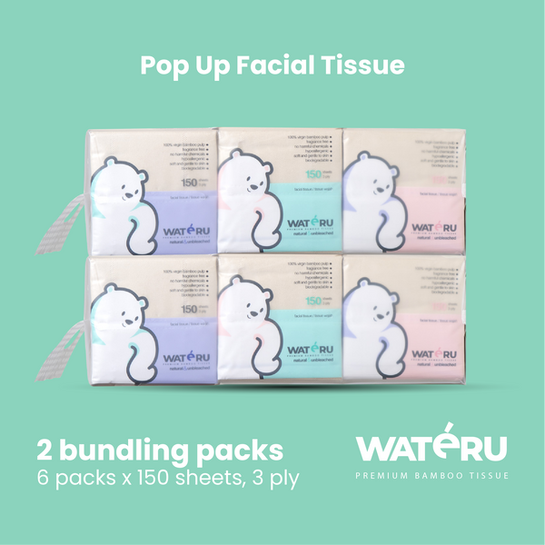 Wateru Pop Up Facial Tissue ( (2 bundling packs)
