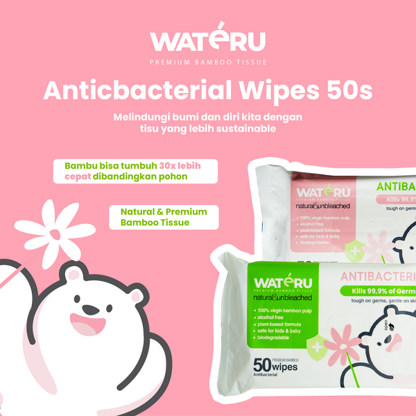 Wateru Antibacterial Wipes 50s (24 packs)