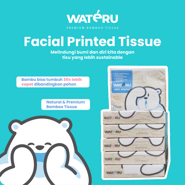 Wateru Facial Printed Tissue 50s (90 packs)