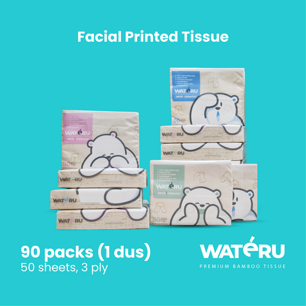 Wateru Facial Printed Tissue 50s (90 packs)