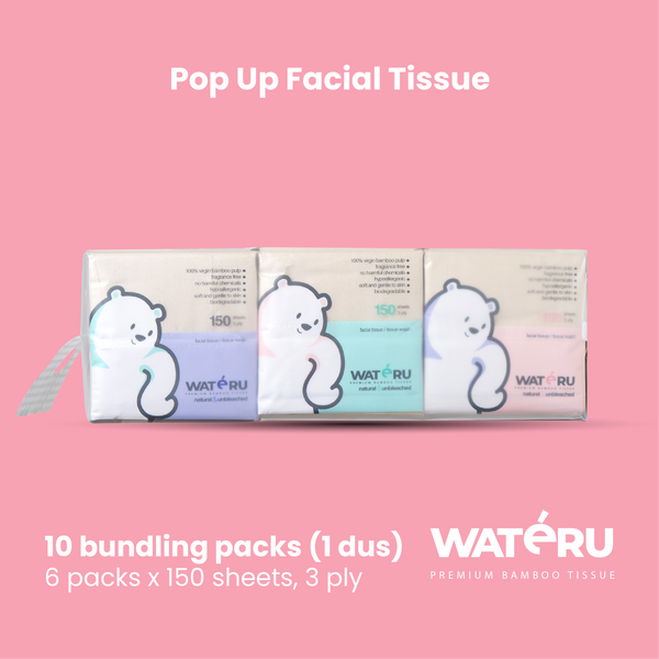 Wateru Pop Up Facial Tissue (10 bundling packs)