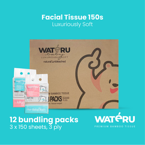 Wateru Facial Tissue Luxuriously Soft 150s (12 bundling packs)