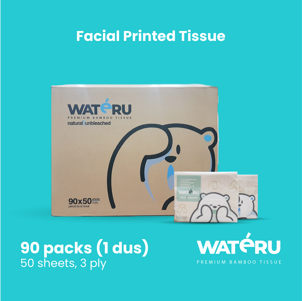 Wateru Facial Printed Tissue 50s (90 packs)