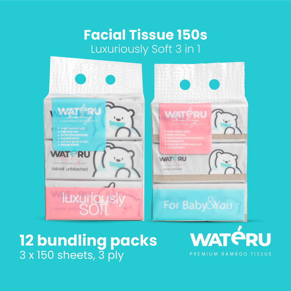 Wateru Facial Tissue Luxuriously Soft 150s (12 bundling packs)